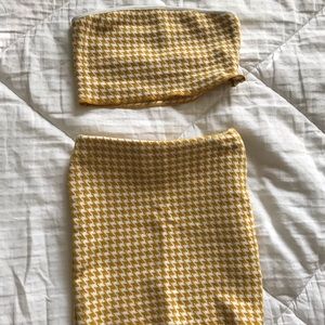 Yellow Houndstooth Two-Piece Set
